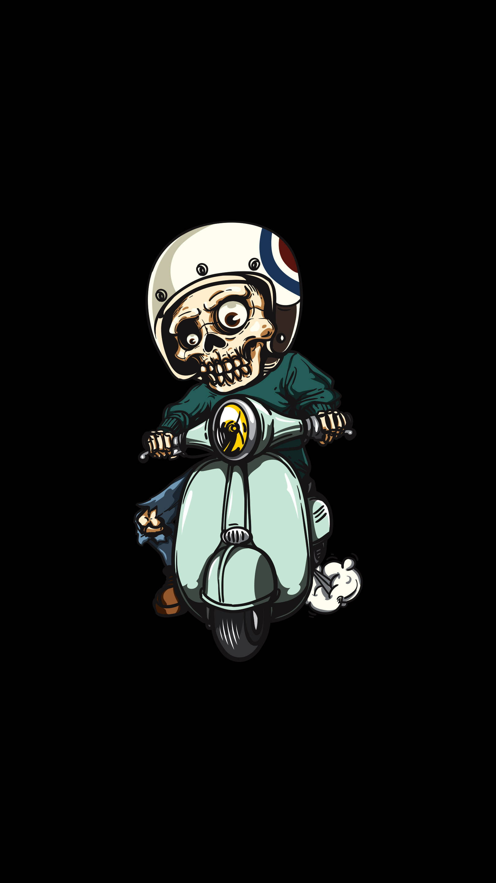 骷髏騎滑板車高清刺青 壁紙
