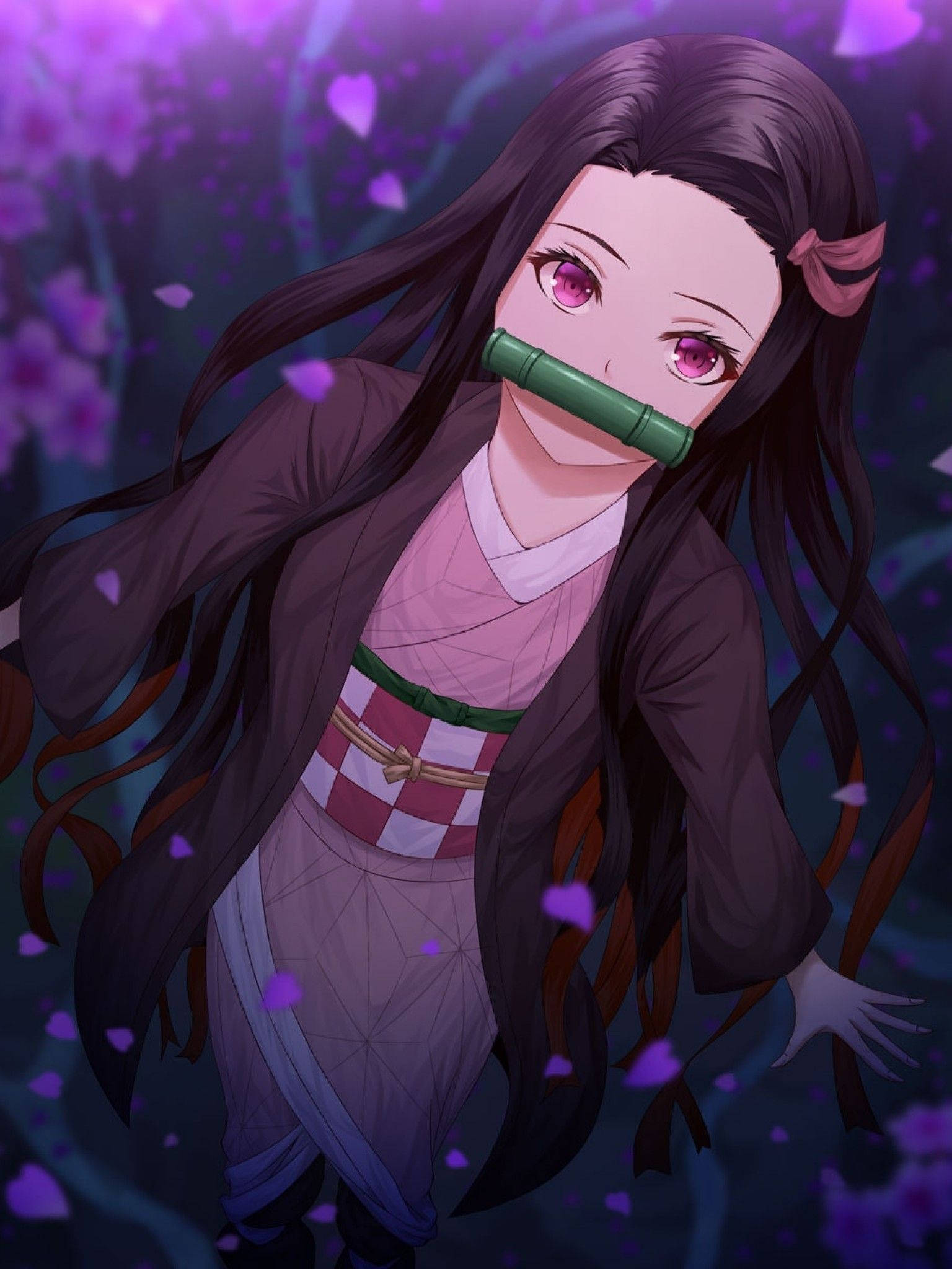 鬼灭之刃 祢豆子可爱装扮 壁紙