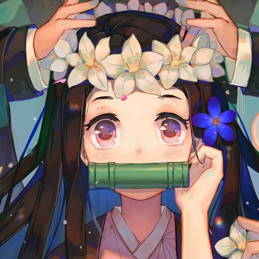 鬼灭之刃祢豆子花冠 壁紙
