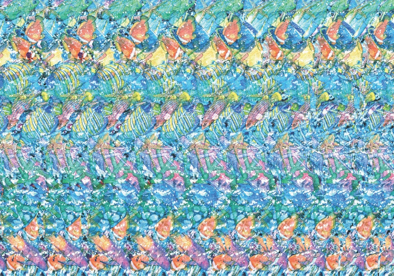 魔幻之眼3D彩色魚立體圖 壁紙