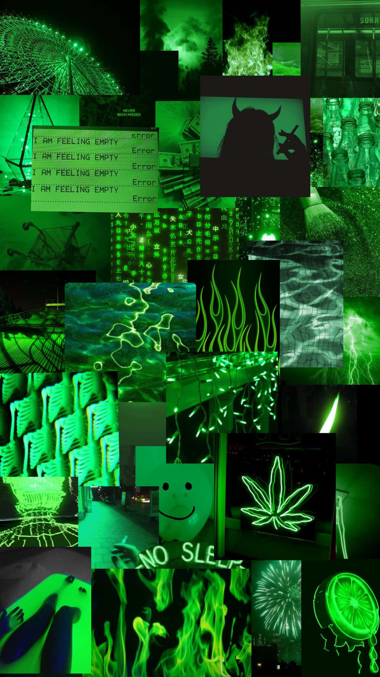 鮮豔霓虹綠美學背景 壁紙