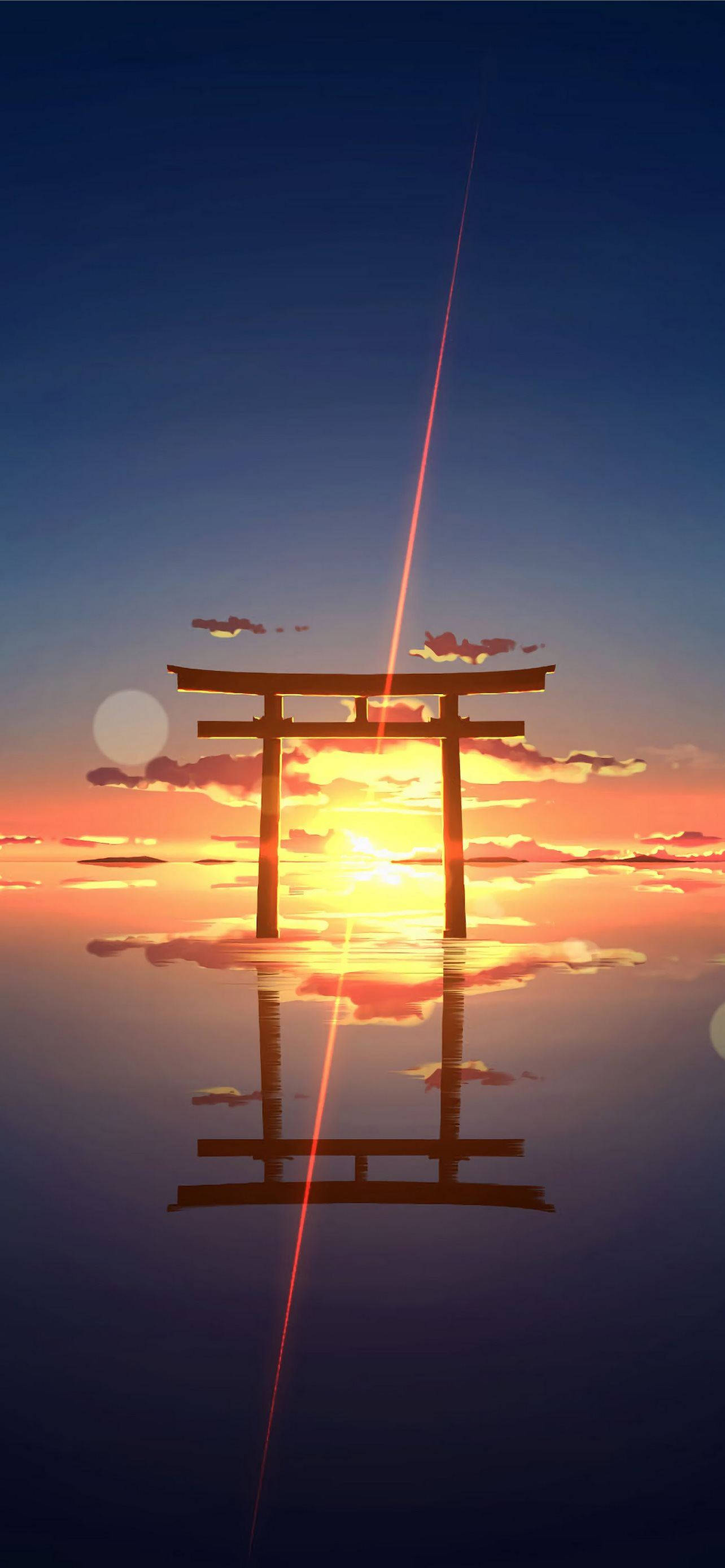 鸟居门日落地平线 壁紙