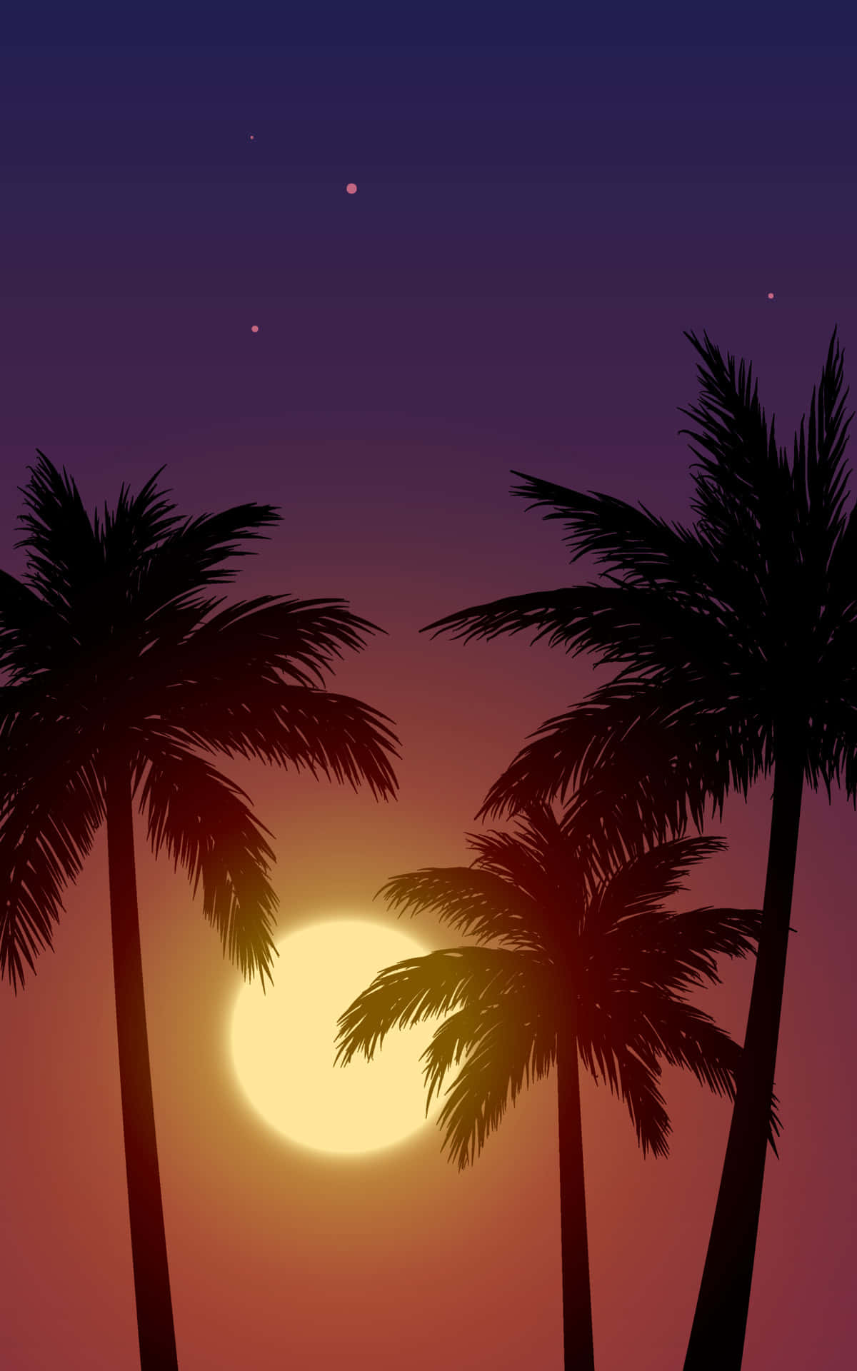 黃色夕陽與棕櫚樹 壁紙
