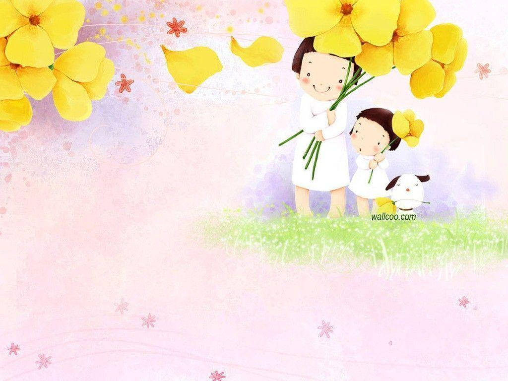 黄色花朵可爱桌面 壁紙