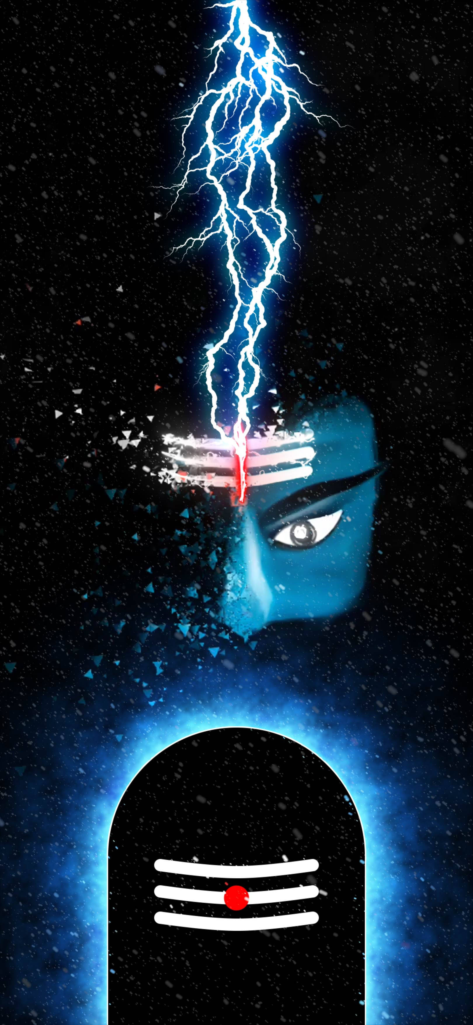 黑暗中的Mahadev闪电与额头符号HD 壁紙