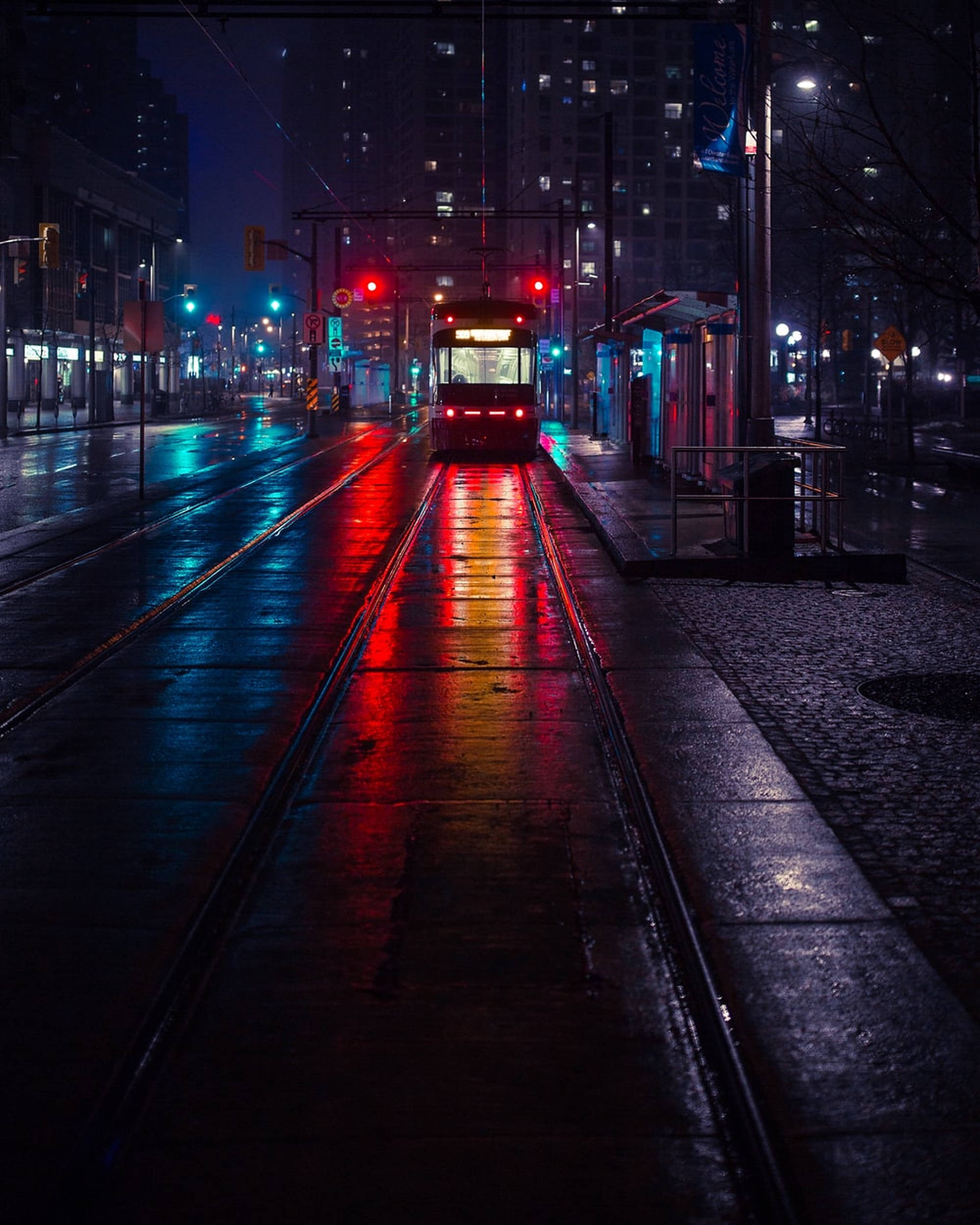 黑暗城市中的神秘鐵路 壁紙