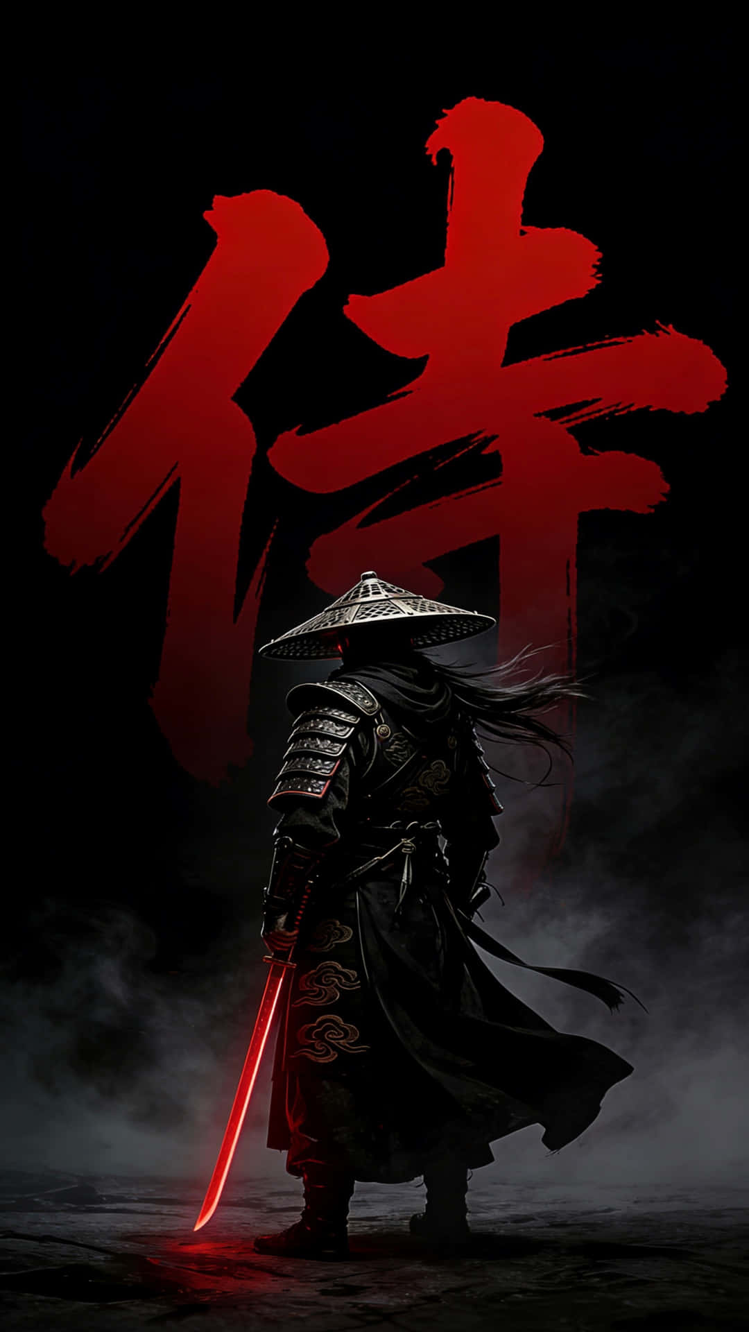 黑色武士戰士，桌布，免費，4K，暗黑，HD，紅色背景，武士戰士藝術，暗黑武士，紅色美學，日本武士，暗黑奇幻，4K桌布，HD背景，免費下載