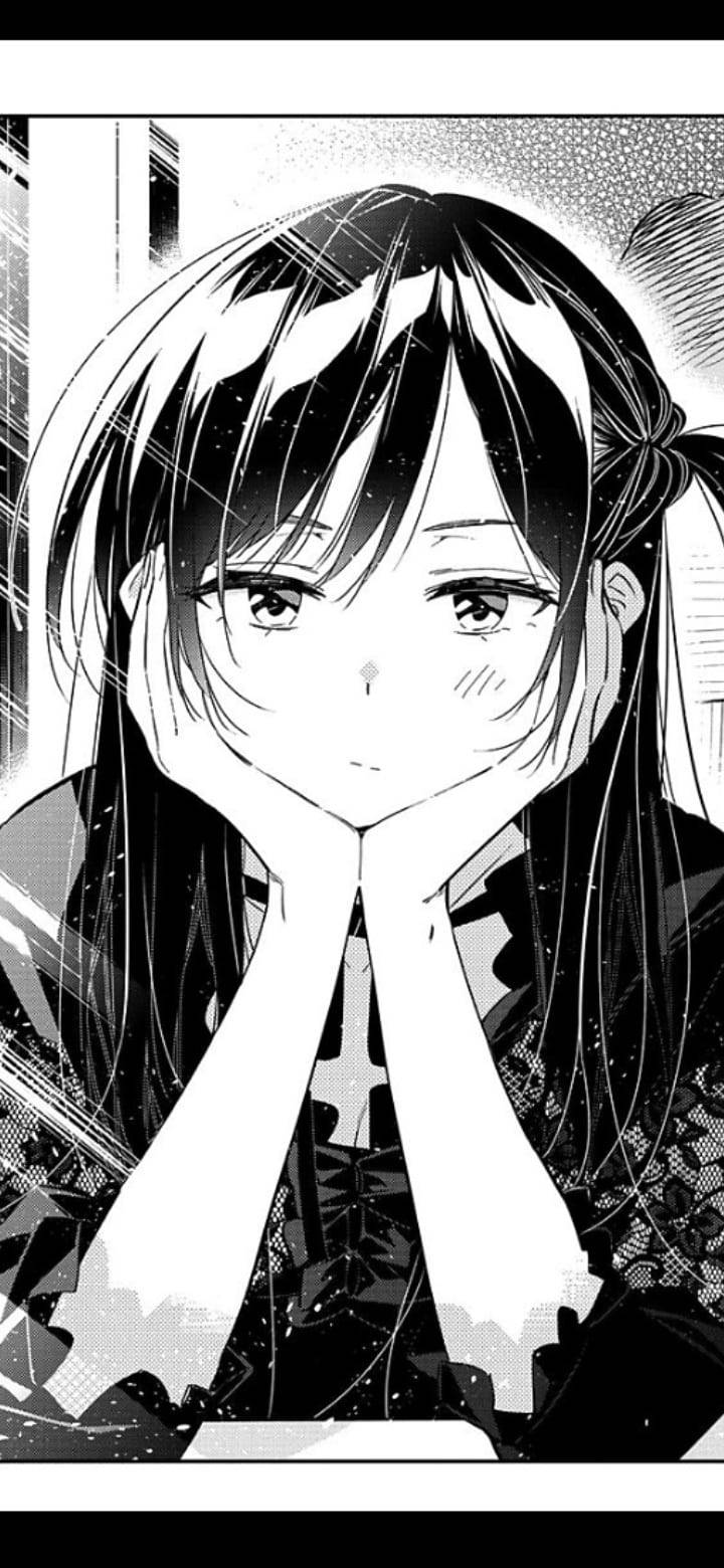 黑白漫畫風格的悲傷動漫女孩 壁紙
