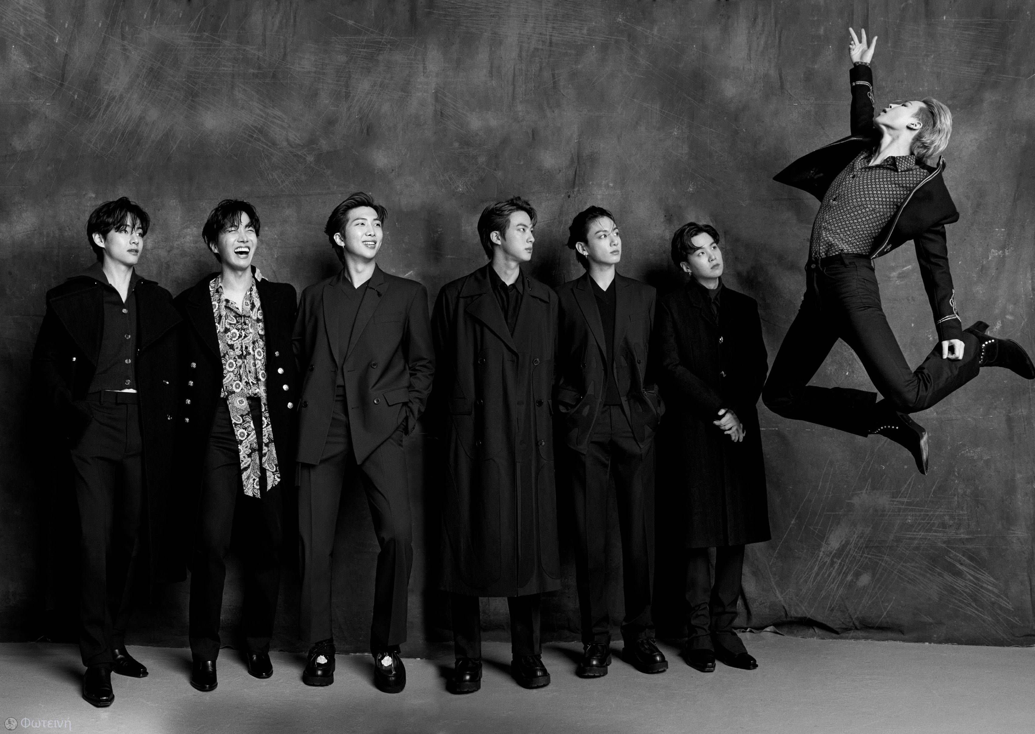 黑白色酷炫BTS笔记本电脑 壁紙