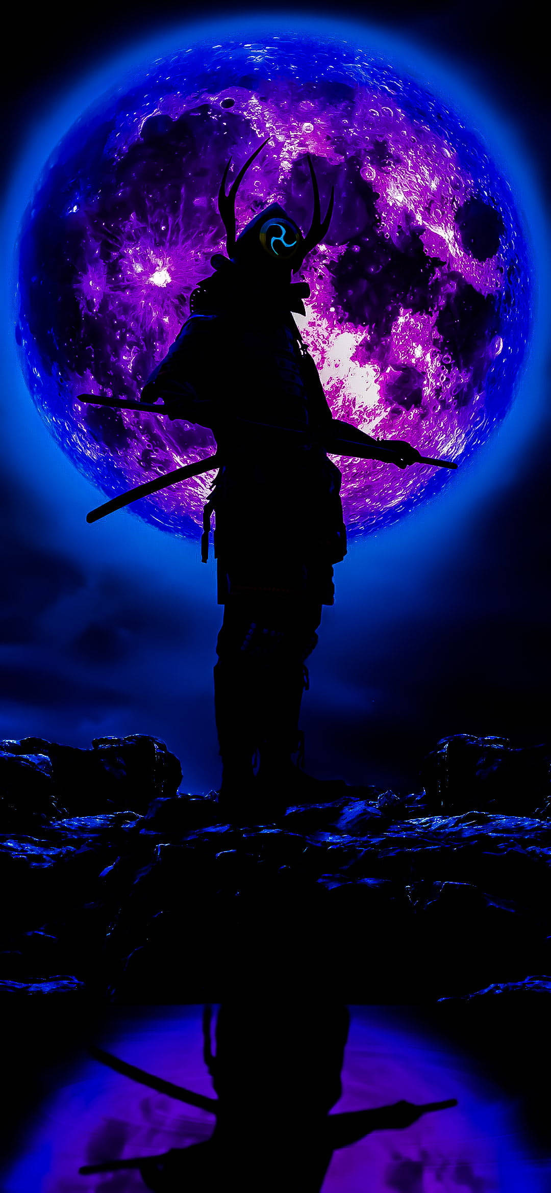 黑紫美學武士手機 壁紙
