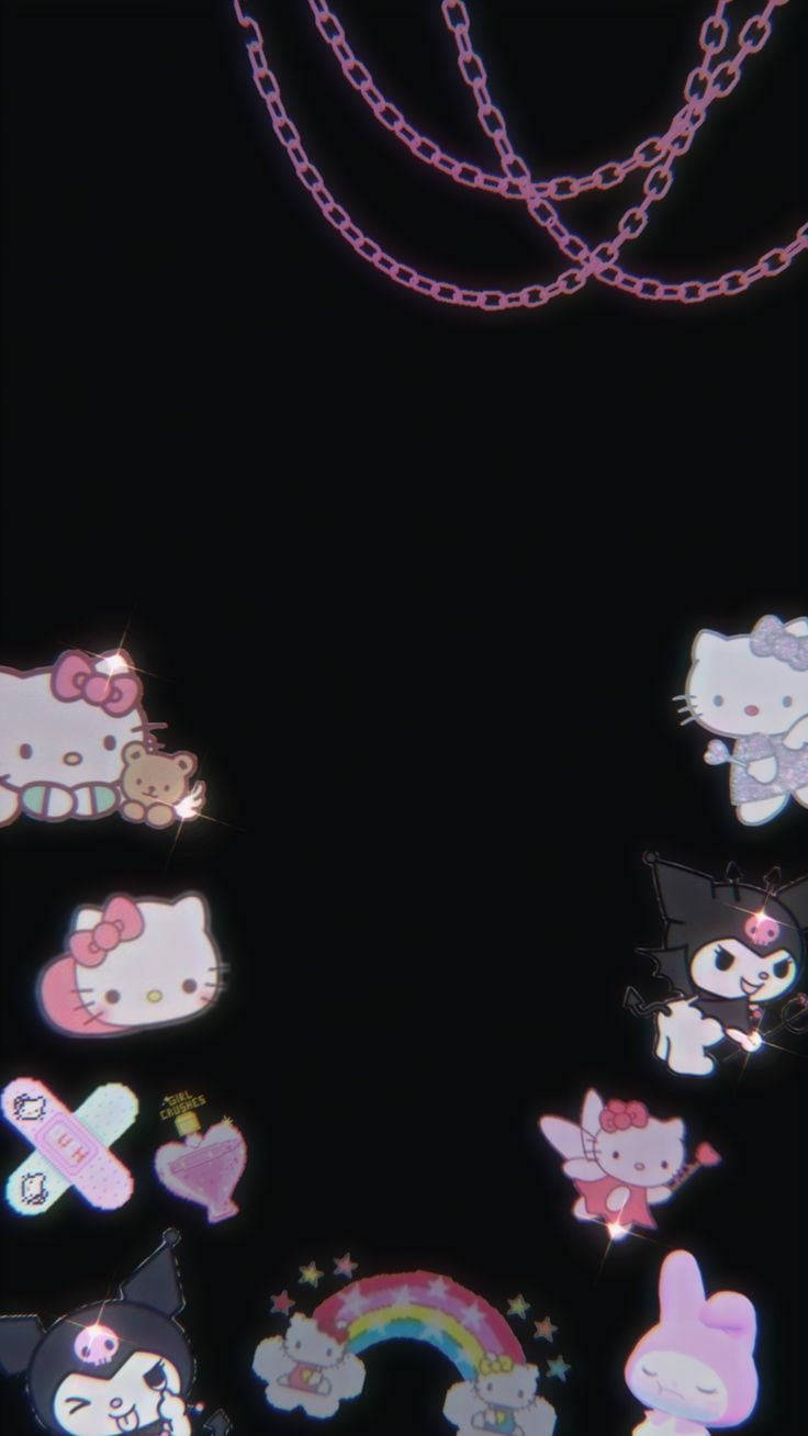 黑色Hello Kitty與Sanrio角色 壁紙
