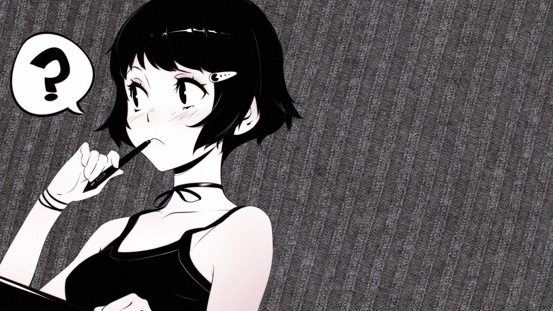 黑色动漫女孩 壁紙