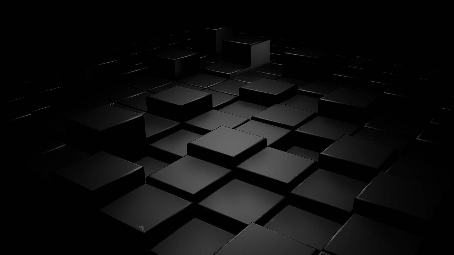 黑色立方體方塊3D — 3D 壁紙