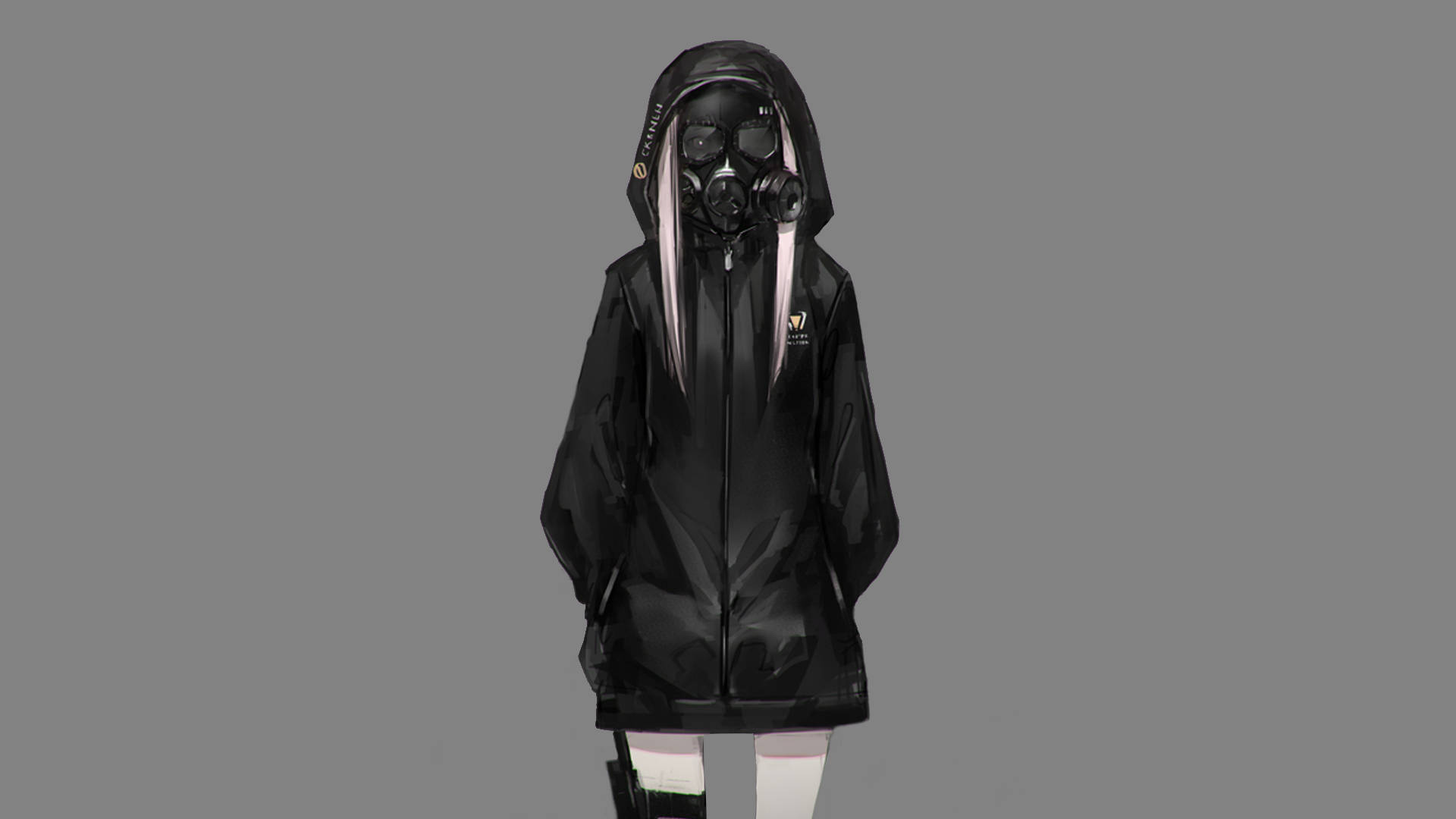 黑色连帽衫蒙面动漫女孩 壁紙