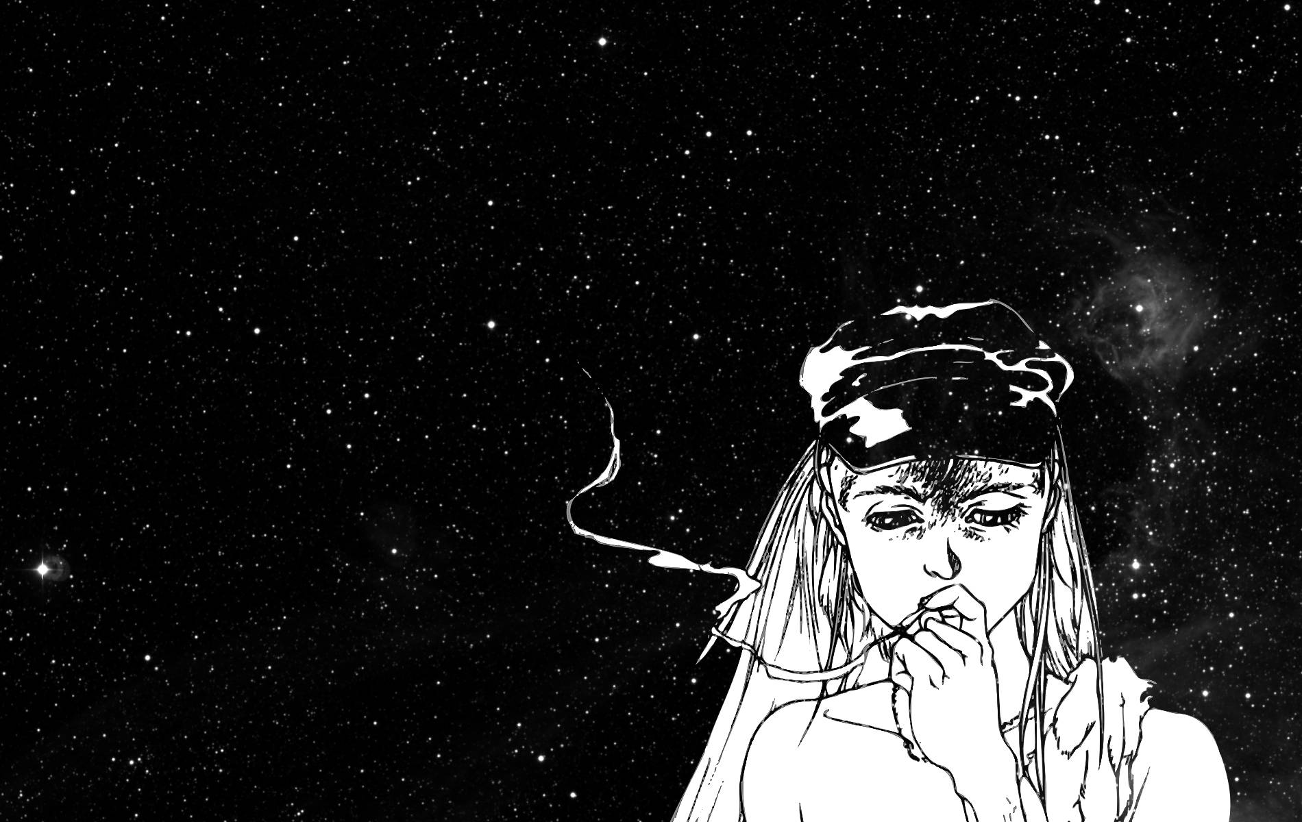 黑色迷幻抽煙女郎 壁紙