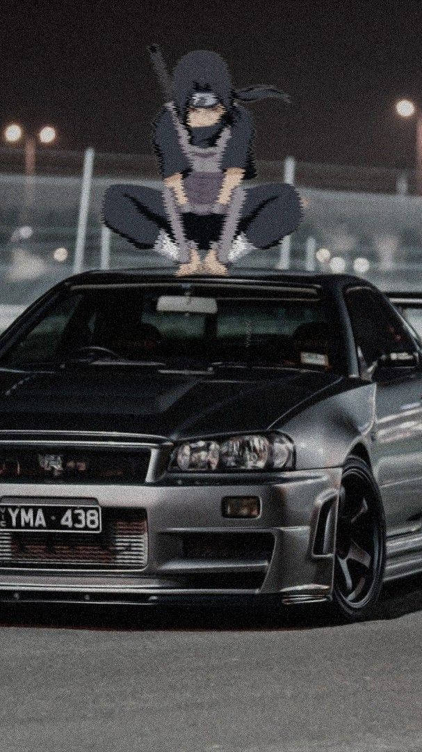 鼬蹲在汽車上的動漫圖 壁紙
