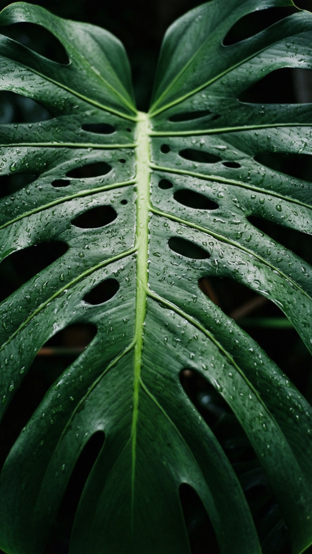 龟背竹雨滴 壁紙