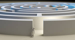 3D 白色圆形高墙迷宫壁纸