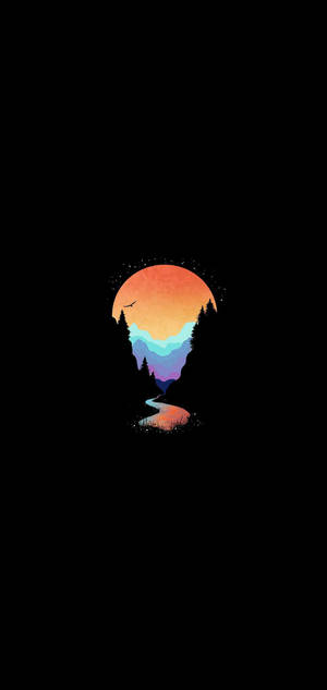 AMOLED 山間溪流 — iPhone 16 Pro 壁紙