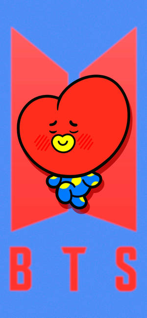 BT21 Tata 在 BTS 標誌上桌布 — iPhone 14 Plus 壁紙