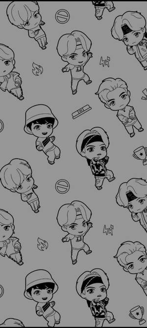 BTS TinyTan线条画壁纸 — POCO C71 壁紙