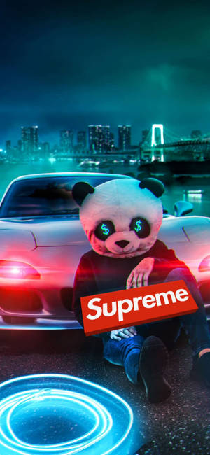 紅色 Supreme 熊貓背景 — iPhone 12 壁紙