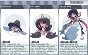 Hatenna、Hattrem 與 Hatterene 附說明 — 遊戲動圖 壁紙