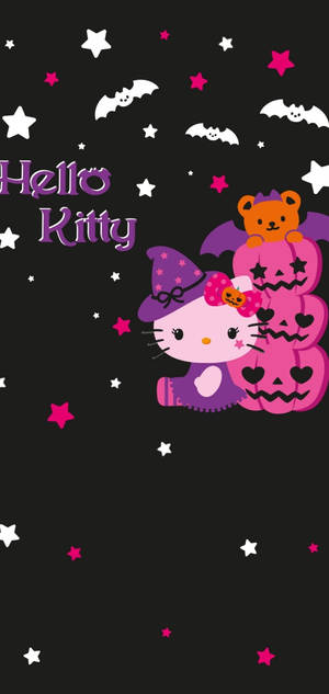 Hello Kitty 万圣节粉色南瓜灯壁纸 — iPhone 15 Plus 壁紙