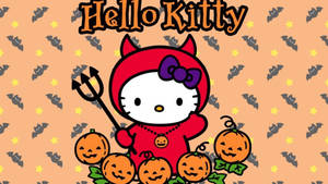 Hello Kitty 萬聖節紅色惡魔桌布 — Hello Kitty 萬聖節 壁紙