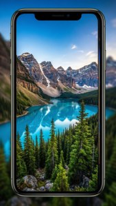 iPhone X 螢幕桌布上生動的自然場景。
