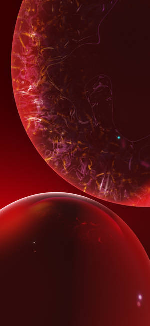 iPhone XR兩顆暗紅色抽象泡泡桌布 — iPhone Xr 壁紙