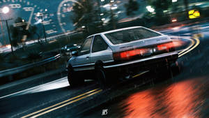 JDM 汽车在夜间城市道路上展示漂移技巧