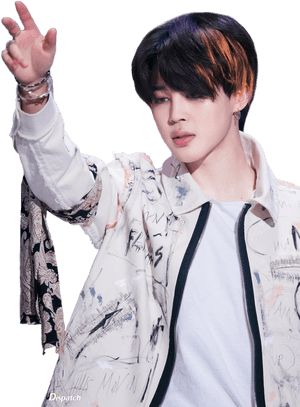 Jimin 比出和平手勢