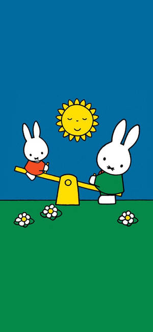 Miffy 蹺蹺板遊樂場桌布 — iPhone 13 Pro Max 壁紙