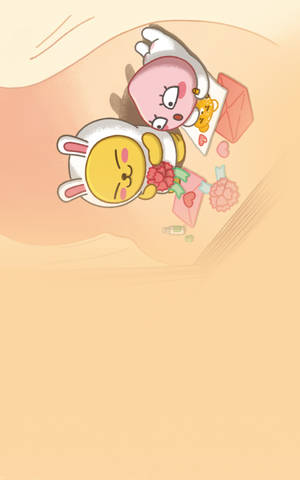 Kakao Friends，Apeach 和 Muzi 寫情書桌布。 — Redmi K 平板 2 壁紙