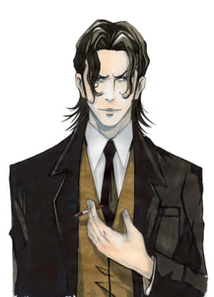 Sakuya Togane，来自《Psycho-Pass》的神秘角色，摆出严肃姿态。 — Kindle 壁紙