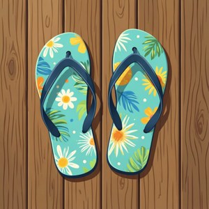夏日放鬆的休閒向量人字拖鞋桌布。