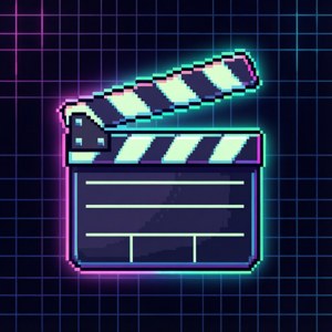 Retro pixel art clapperboard for gaming themed wallpaper. — OLED 壁紙