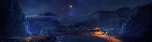 冬夜小屋壁纸