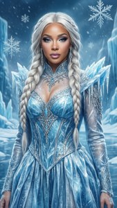 Doja Cat化身冰雪女王，置身于冰封景观中，蓝银色调