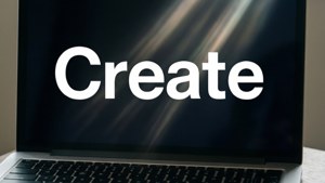 簡約風格的MacBook桌布，粗體字寫著「創造」。