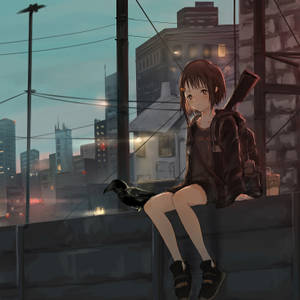 动漫iPad持枪少女 — 暗黑动漫 壁紙
