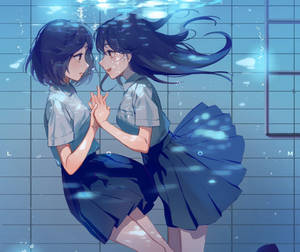 动漫女同在泳池壁纸 — 动漫女同 壁紙