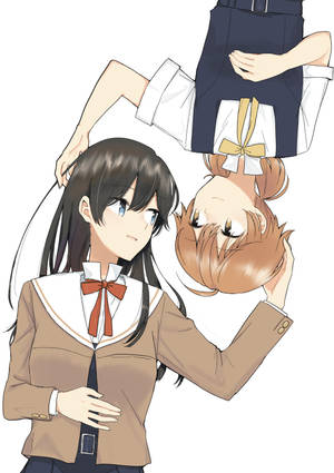 動漫百合甜蜜凝視桌布 — 可爱动漫女孩 壁紙