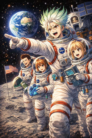 Dr Stone,千空,千空 4K,千空桌布,科學,科學美學,科學桌面,科學 iPhone,Dr Stone 桌布,動漫,動漫美學,動漫藝術,探險家,月亮
