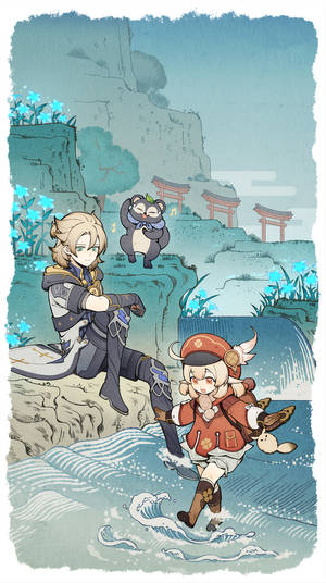原神可莉与阿贝多 — 原神 壁紙
