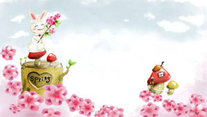 可愛春季卡通兔兔小屋