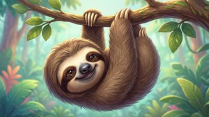 可愛的樹懶倒掛著。 — 卡哇伊 壁紙