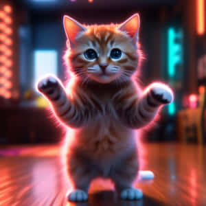 可愛跳舞小貓插圖 — 跳舞的猫 壁紙
