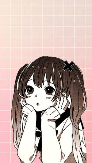 可爱动漫女孩手托下巴 — 可愛動漫 壁紙